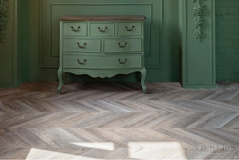 Кварцвиниловая плитка VINILAM PARQUET CHEVRON RI153616CL4 Шеврон Шампань Glue